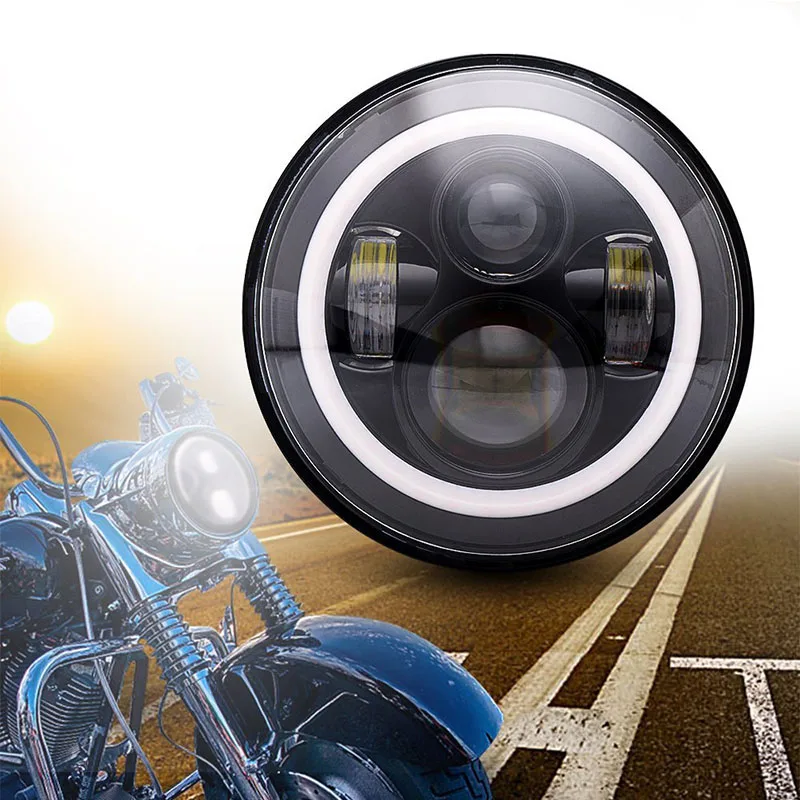 

7 inch White Halo Angel Eyes DRL LED Headlight Turn Signal Lights for Jeep Wrangler JK LJ Hummer H1 H2 E058