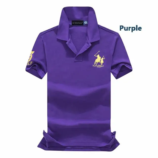 Высокое качество лето стиль Для мужчин с короткими рукавами поло рубашки Повседневная хлопковая Для мужчин с отворотом футболки-поло модные тонкие Для мужчин s Топы - Цвет: Purple