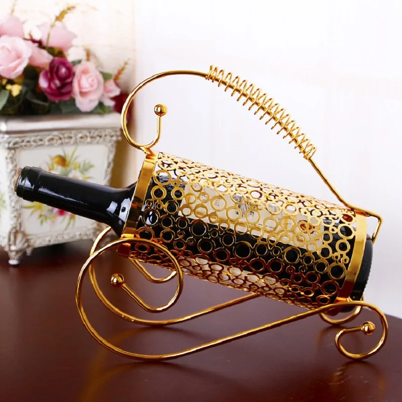 

European Retro Wrought Iron Wine Rack Creative Holder Bottle Shelf Vinho Rejilla Para Copas Decoration Rack Kitchen Accessories