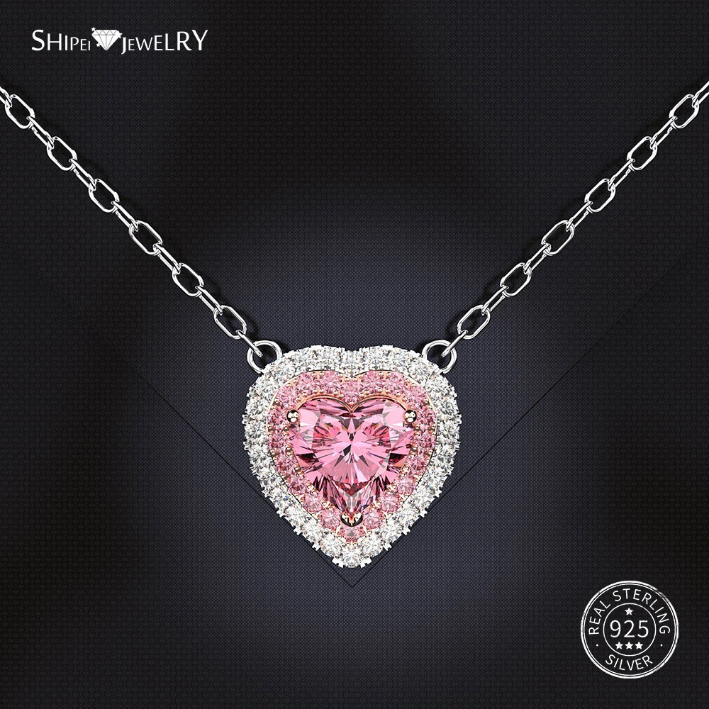 Davitu Necklaces OneRain Cute Romantic 100% 925 Sterling Silver Pink Sapphire Flower Pendant Necklace Anniversary Jewelry Women Gifts Wholesale Gem Color: Pink 