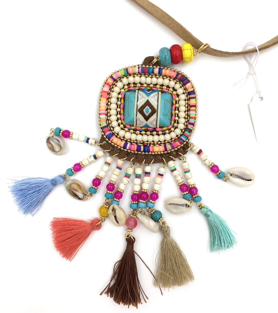 2017 new leather bohemia necklace jewelry thread tassel Summer Boho necklace fringe pendants Necklaces