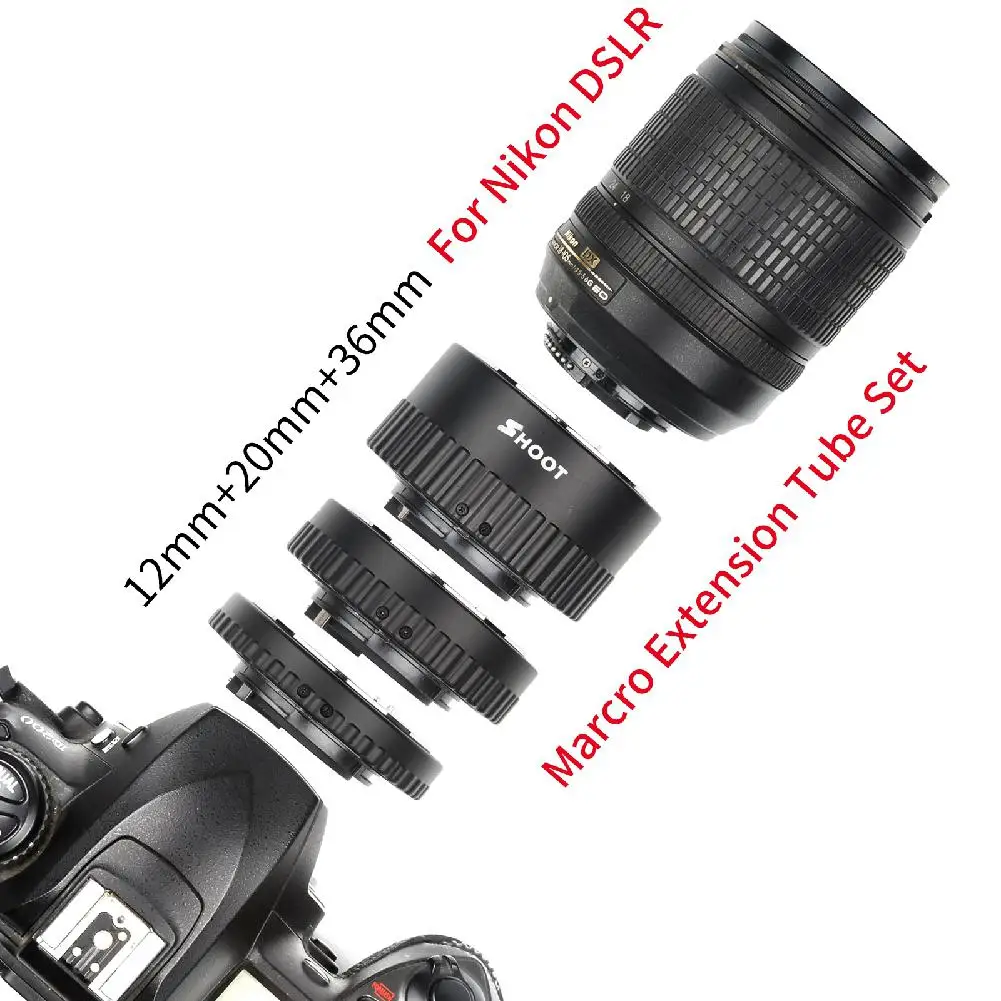 12mm 20mm 36mm Manual Focus N-AF Macro Extension Tube Set Mount for Nikon D3200 D7100 D5100 D5500 D5200 Digital SLR Camera r25