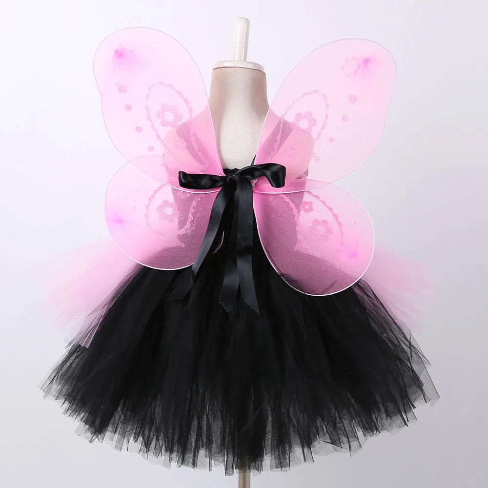 Black Pink Butterfly Princess Dress Teen Girls Clothing for Girls Knee Length Fairy Dress Girls Dresses for Party and Wedding (4)