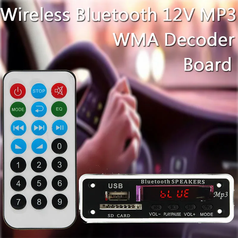 LEORY bluetooth MP3 декодер доска аудио модуль беспроводной 12 в MP3 WMA DAC декодирующая плата с дистанционным управлением USB SD карта fm-радио для автомобиля