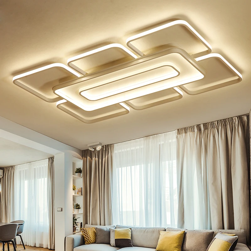 

White coffee frameLED Ceiling Chandelier Lighting Living Room Bedroom Chandeliers Creative Home Lighting Fixtures remote control