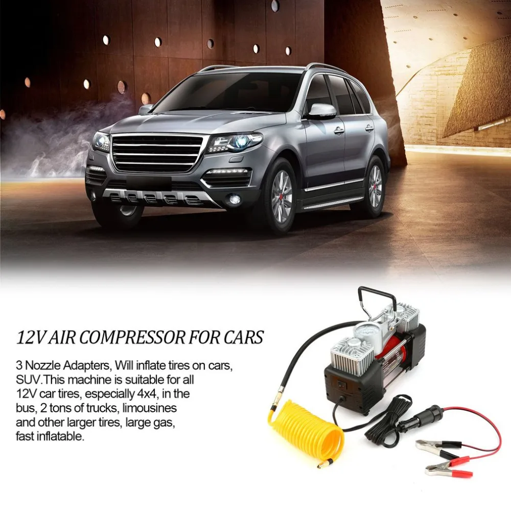 

12V 150PSI Portable Emergency Heavy Duty 2 Cylinder Car Air Compressor Tire Inflator Pump Universal for Car Trucks Bicycle