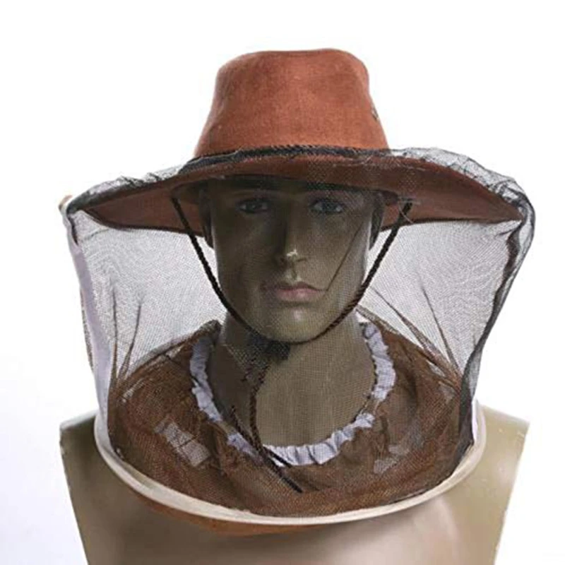 Professional Beekeeping Hat Beekeeper Cowboy Hat Anti Mosquito Bee In Sect Veil Net Hat Full Face Neck Wrap Protector