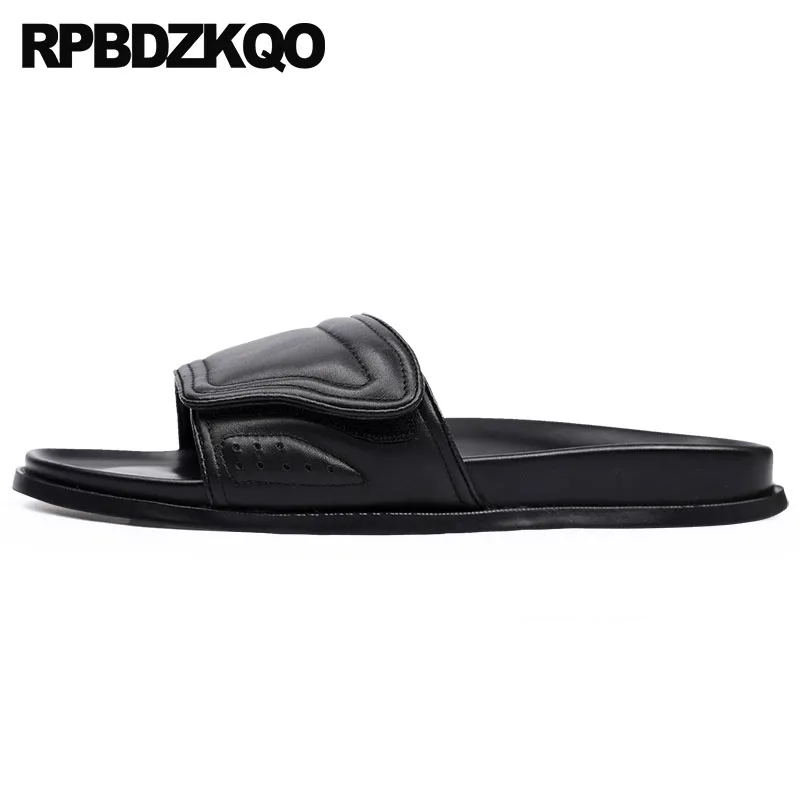 

summer designer shoes men high quality slides outdoor black leather waterproof water slippers open toe slip on fashion sandals