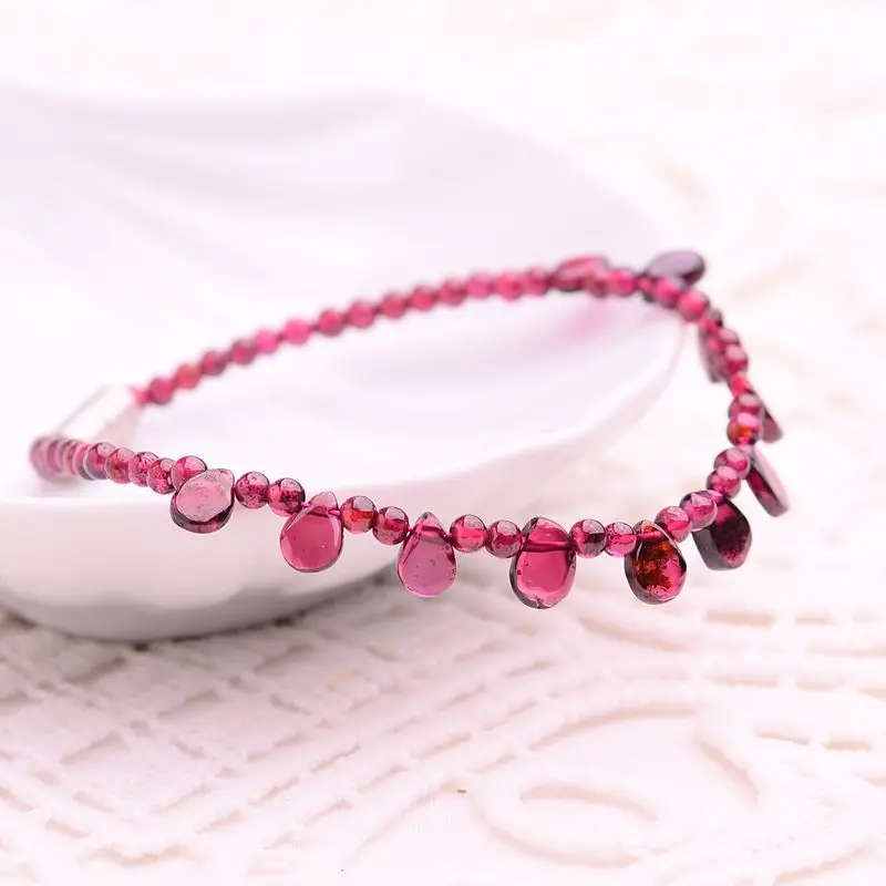 

JoursNeige Natural Garnet Bracelet Raindrop 3mm Beads Jewelry Bijoux Vintage Collares Collier Women Crystal Bracelet