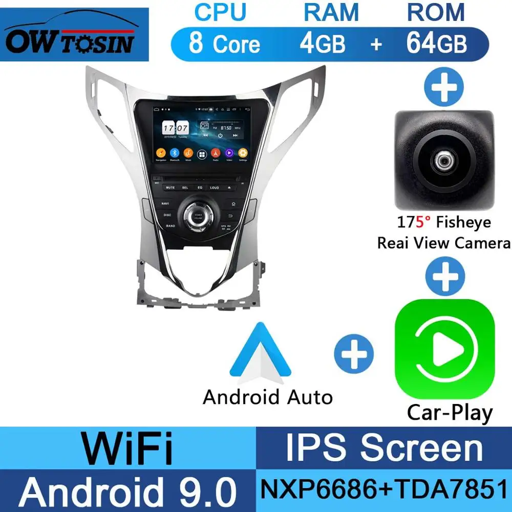 " ips 1920*1080 8 ядерный 4G+ 64G rom Android 9,0 автомобильный dvd-плеер для hyundai AZERA Grandeur HG I55 2011 2012 DSP радио gps Parrot BT - Цвет: Fisheye Carplay n A