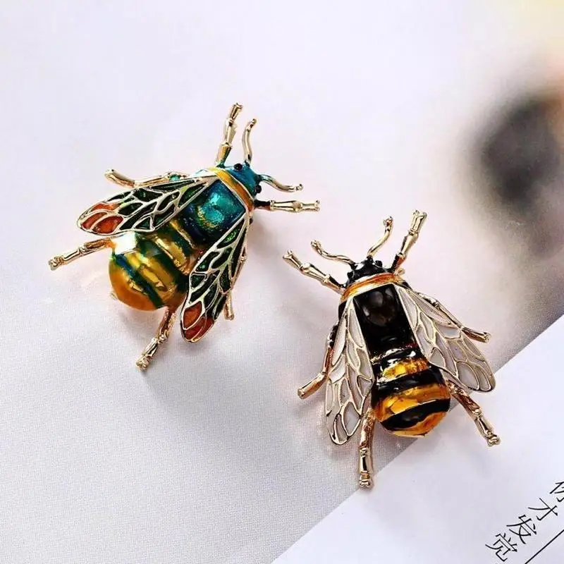 2pcs Broches Cristal Pins Insecte Abeille Épingles Broche Animaux