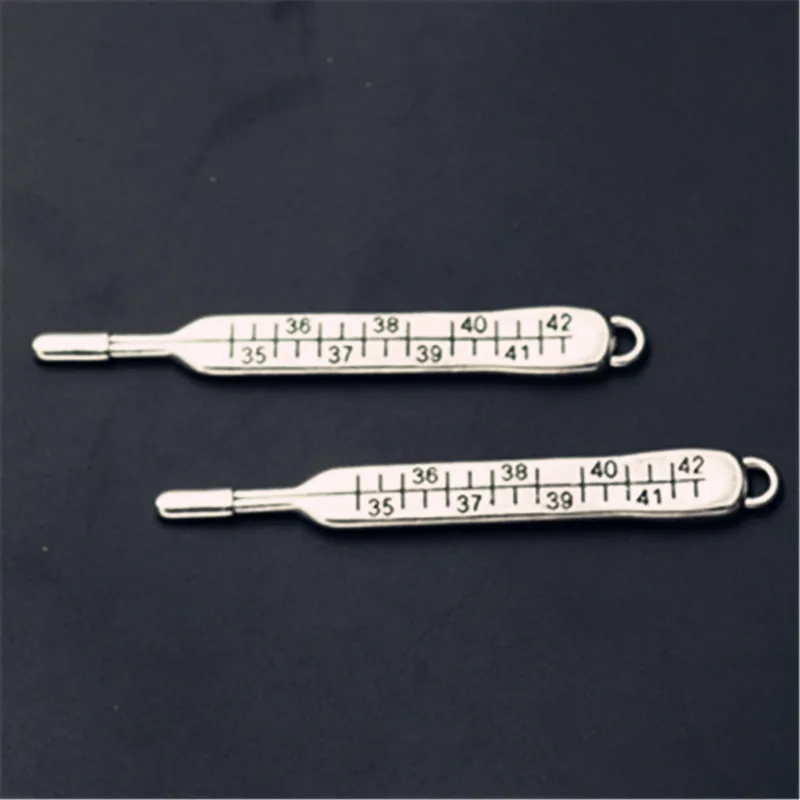 

WKOUD 4pcs Antique Silver 3D Mercury Thermometer Charm Hip Hop Necklace Bracelet DIY Metal Jewelry Alloy Pendants A1016