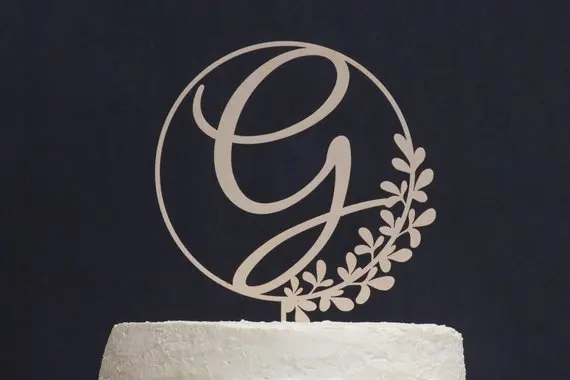 Monogram Cake Topper Wedding Custom Rustic Single Initial | Дом и сад