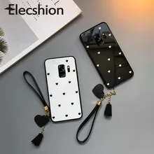 Роскошный чехол из закаленного стекла для samsung Galaxy S8, S9, S10 Plus, с кисточками и ремешком, чехол с сердечком для samsung S8, S9, S10 Lite, Note 8, 9