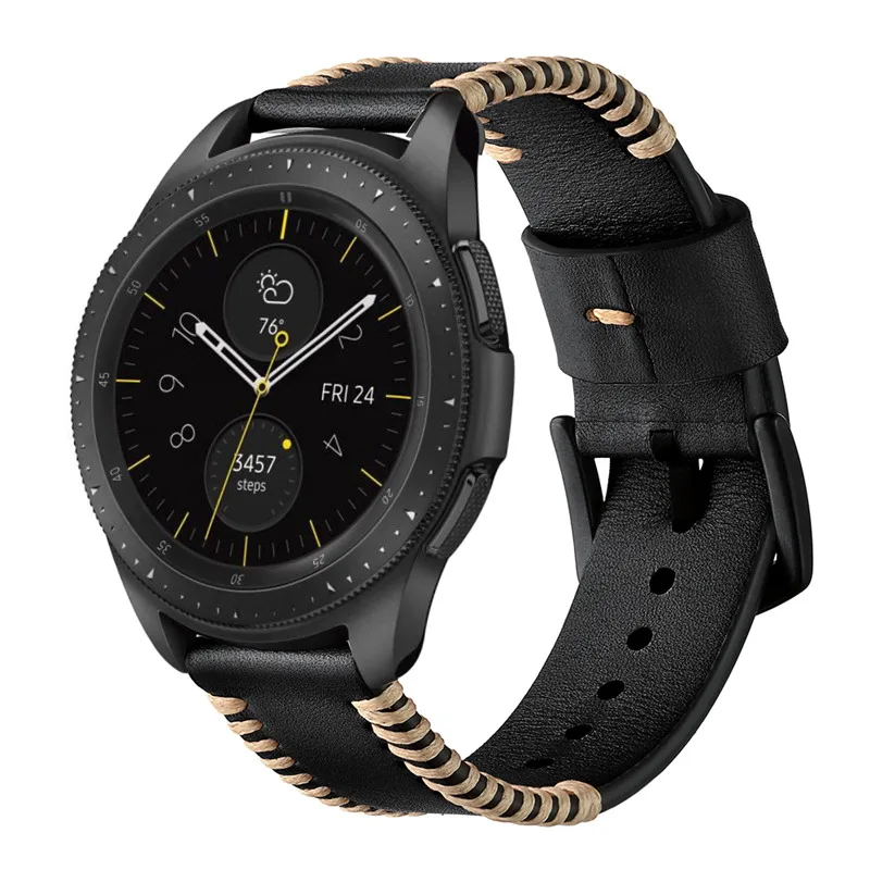 ASHEI 22 мм кожаные винтажные ремешки для часов samsung Galaxy Watch 46 мм ремешки 20 мм ручной работы черный ремешок с застежкой для Galaxy Watch 42 мм