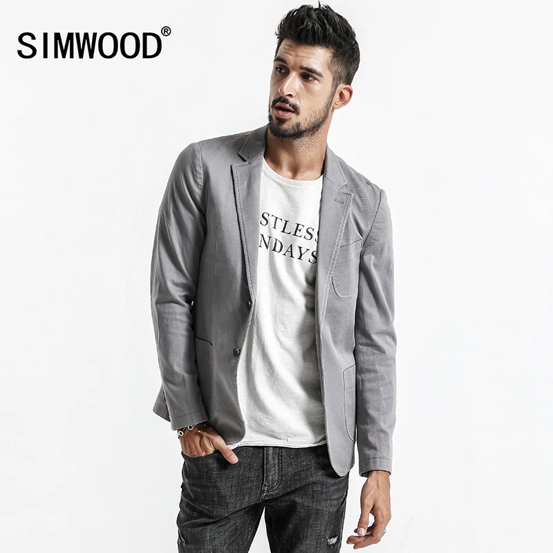 Мужской блейзер вязаный SIMWOOD приталенный пиджак 2019 повседневный жакет XZ017007|fitted