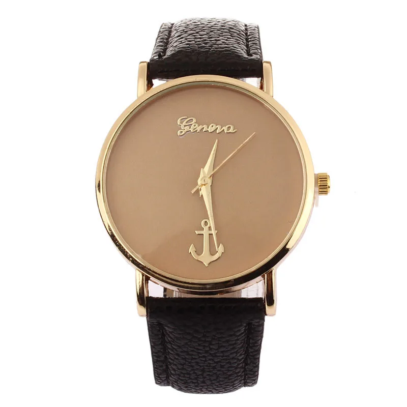 

Creative1PC Watch men New Anchors Pattern Leather Band Quartz Analog Female Form Large Dial Quartz Watch Women relogio masculino