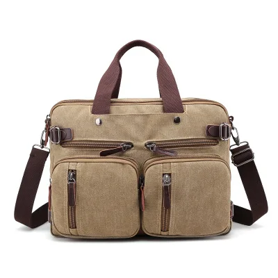 Новые модные многофункциональные мужские сумки, холщовые сумки через плечо, Мужские портфели, вместительные сумки для ноутбука, мужские дорожные сумки - Цвет: Khaki