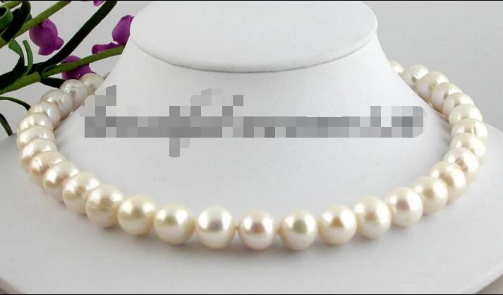 

FREE shipping >>Z1599 REAL 17" 12mm white round freshwater pearl necklace magnet clasp 6.07