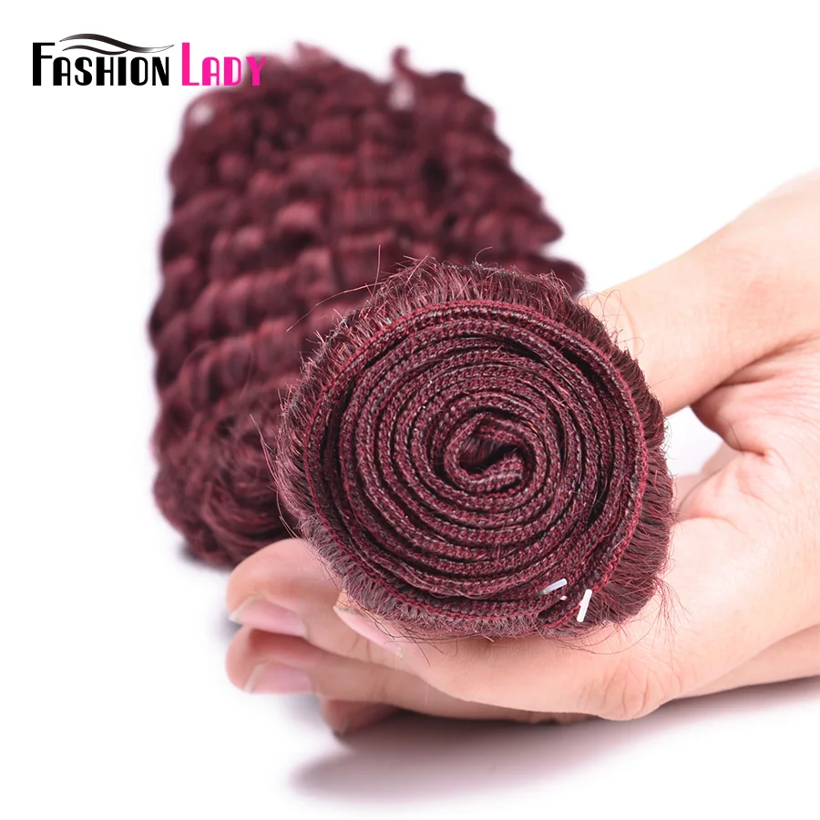 Deep Wave Red Wine Human Hair Bundles 99j# Brazilian Hair Bundles 1 Piece Non-Remy Extensions Human