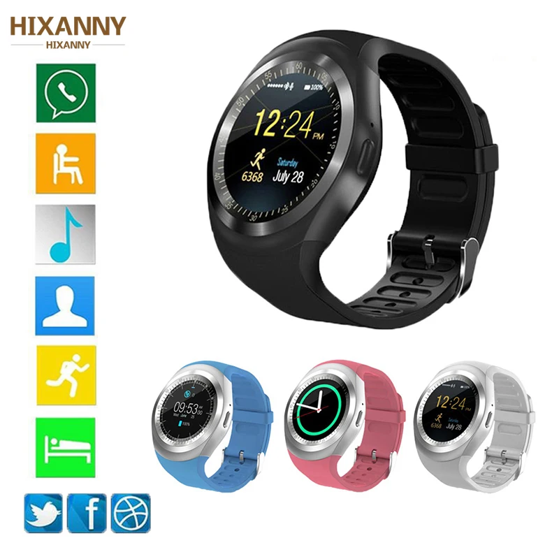 

Bluetooth Y1 Smart Watch Relogio Android SmartWatch Phone Call GSM Sim Remote Camera Information Display Sports Pedometer