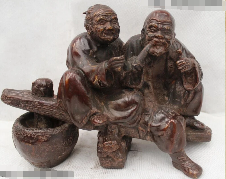 

Details about 8"China Chinese Folk Bronze Two peasant geezer Old lady smoking Statue R0715