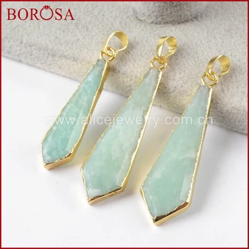 

BOROSA 5PCS Fashion Arrowhead Pendant Beads Jewelry,Gold Color Amazon Stone Drusy Pendant Gems Jewelry for Women WX879