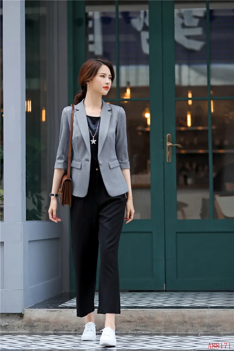 New 2019 Ladies Grey Blazer Women Business Suits Formal Office Suits Work  Wear Uniform Styles Pant And Jacket Sets - Pant Suits - AliExpress