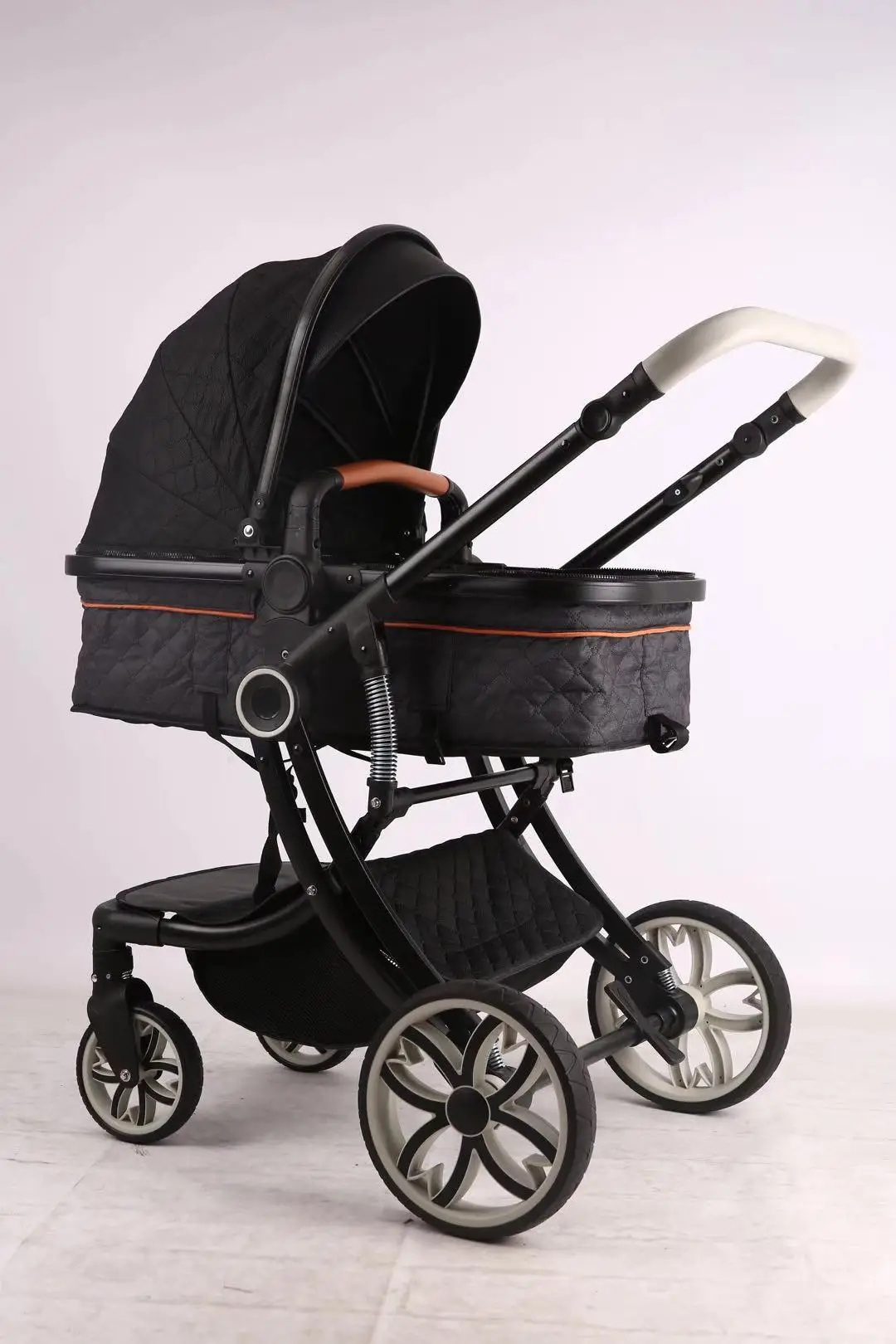 Детская коляска 2 в 1, детская коляска С четырехколесным амортизатором для новорожденных, складная детская коляска - Цвет: H