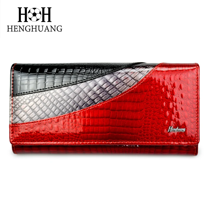 HH Luxury Genuine Leather Women Wallets Alligator Clutch Pruses Ladies Vintage Hasp Crocodile Long Purse Cion