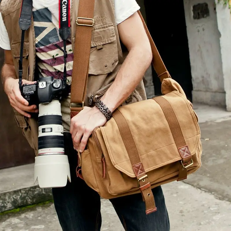 

Factory direct personalized shoulder single shoulder camera bag retro leisure canvas bag