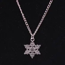 Hotting Sale 2016 Christmas Pendant&Necklace Snow Shape Cubic Pendants Chain Necklace Jewelry Tibetan Silver Snowflake Necklace