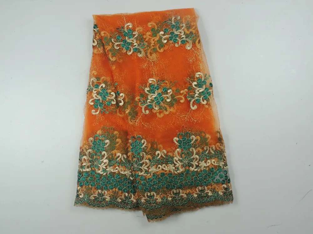 Royal orange color lace fabric water soluble lace, African lace fabric