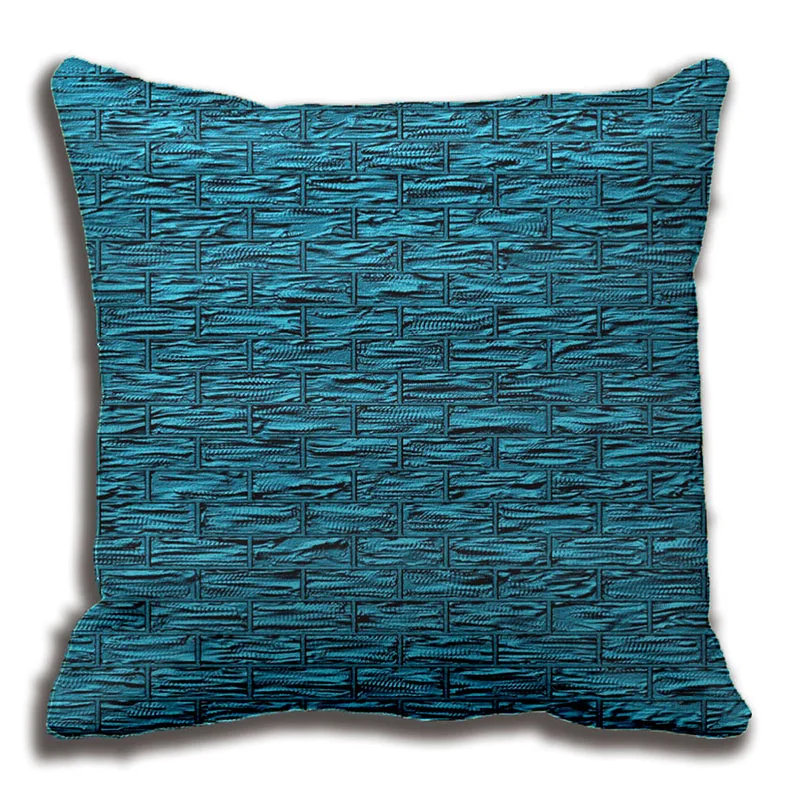 Deep Teal Brick Pattern Lumbar and Throw Pillows Decorative Cushion