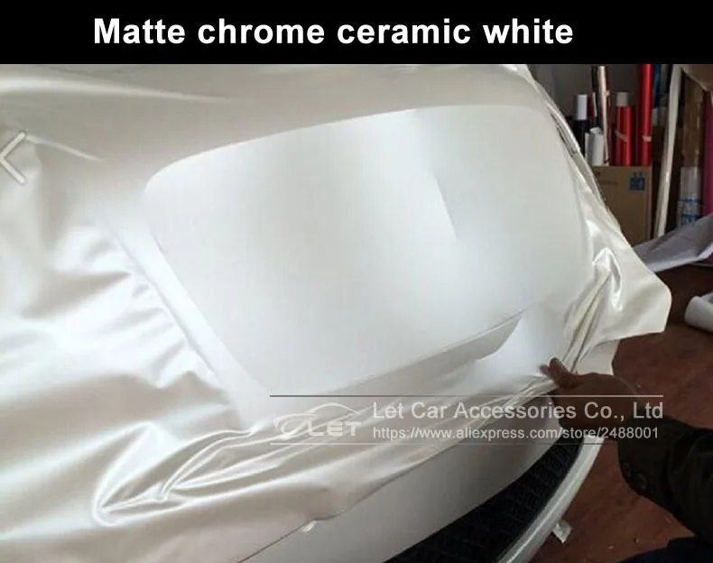 car styling Matte Satin chrome ceramic white vinyl film wraps car sticker roll auto foil decoration truck stickers