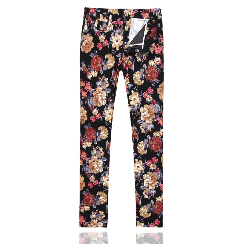 Floral Party Suits Man Two Pieces Wedding Sets Suits Vintage Flower Print 2019 Harajuku Wedding Suit For Mens Slim Fit Clothes