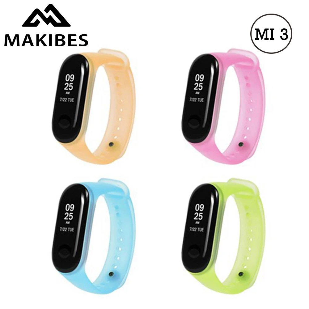 

Makibes 100% Original Replacement Strap Silicon Jelly translucent Watch Band Waterproof for Xiaomi Mi Band 3 Smart Bracelet