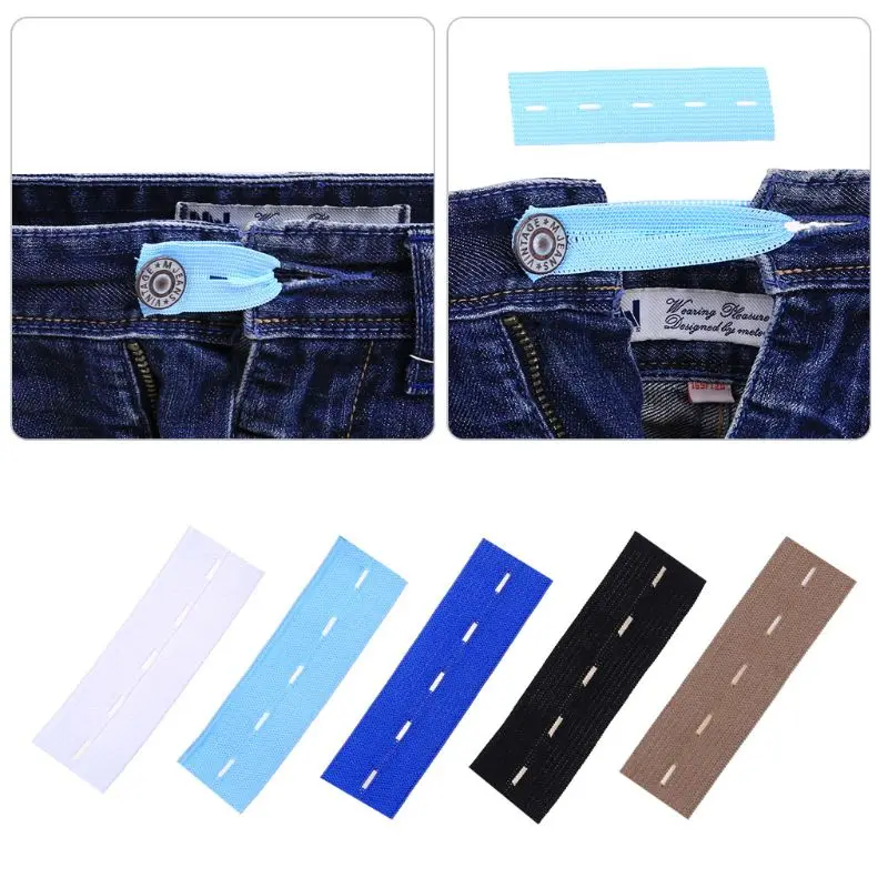 

5Pcs/Set Maternity Pregnancy Pants Waist Expander 5 Holes Skirt Trousers Jeans Waistband Extender Adjustable Elastic Rubber Band