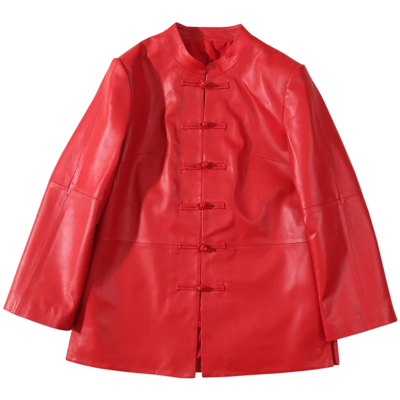 2019 spring new genuine leather female Tang suit leather single high quality jacket women leather jacket