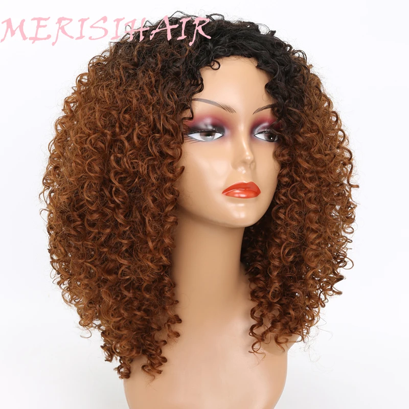 MERISI HAIR Long Kinky Curly Afro Wig Blonde Mixed Brown Color Synthetic Wigs for Black Women Heat Resistant Fiber 250g MERISI HAIR Long Kinky Curly Afro Wig Blonde Mixed Brown Color Synthetic Wigs for Black Women Heat Resistant Fiber 250g