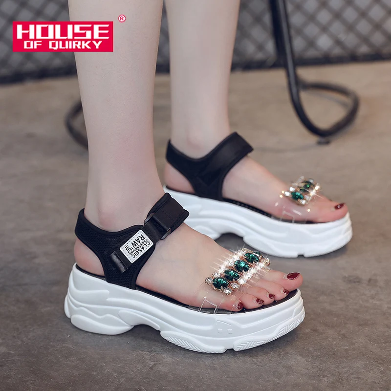 Summer Female Sport Sandals Fashion Rhinestone Open Toe Platform Shoes...