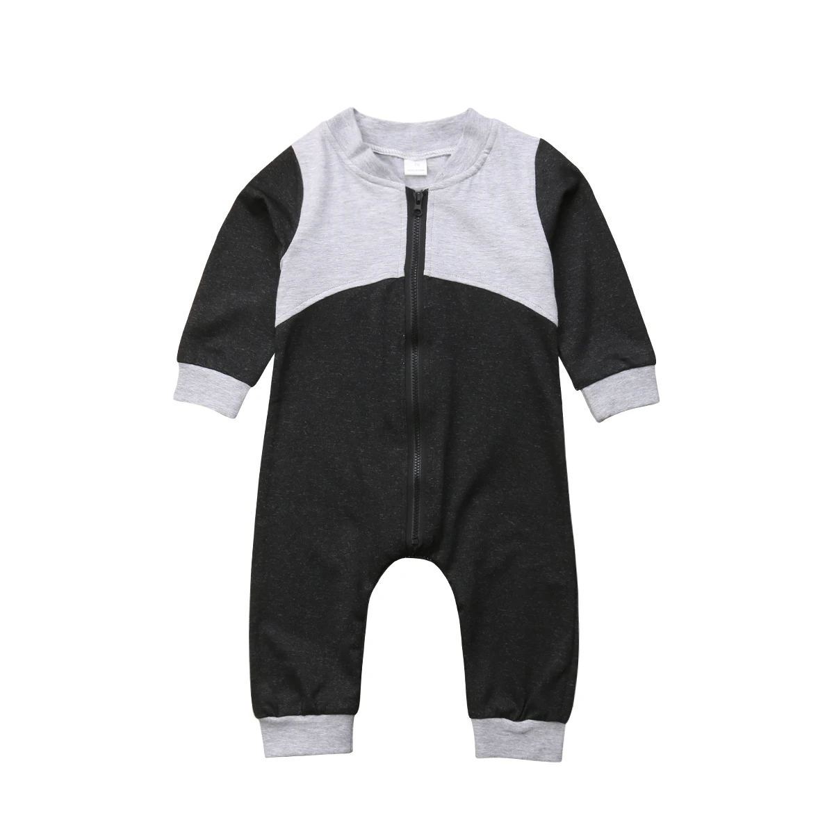 Fashion Newborn Baby Boy Romper New Long Sleeve Matching Color Zipper Jumpsuit Solid Hats Boys