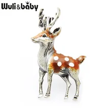 Wuli& Baby винтажная эмалированная лося Брошь «Олень» для женщин модные украшения, аксессуары в подарок