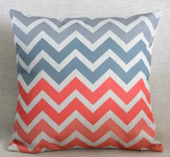 

45x45cm Vintage Cotton Linen Chevron Cushion Cover Pillow Case Fade Zigzag Grey Pink Home Decor