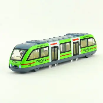 

Train Metro Car Model Toys with Sound & Light Red/Yellow/Blue/Green Alloy Sightseeing Tour Bus Vehicles Model Pull Back for Gift
