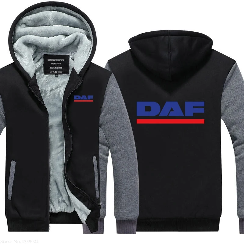 men Hoodies Plus Size Winter trucker fans DAF Sweatshirt Thickening Warm Cotton Fashion male Casual coat