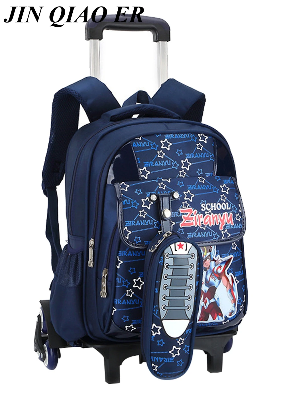 

Kids Trolley Backpack Students Cartoon Roller Knapsack Children Travel Rolling Bag Boys Girls Bag with 2/6 Wheels Bookbag