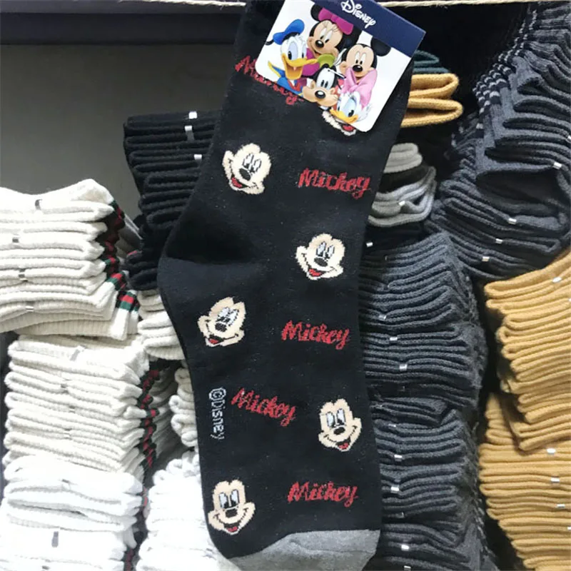 Disney tube cotton socks cartoon Donald Duck Mickey Judy female socks - Цвет: Синий