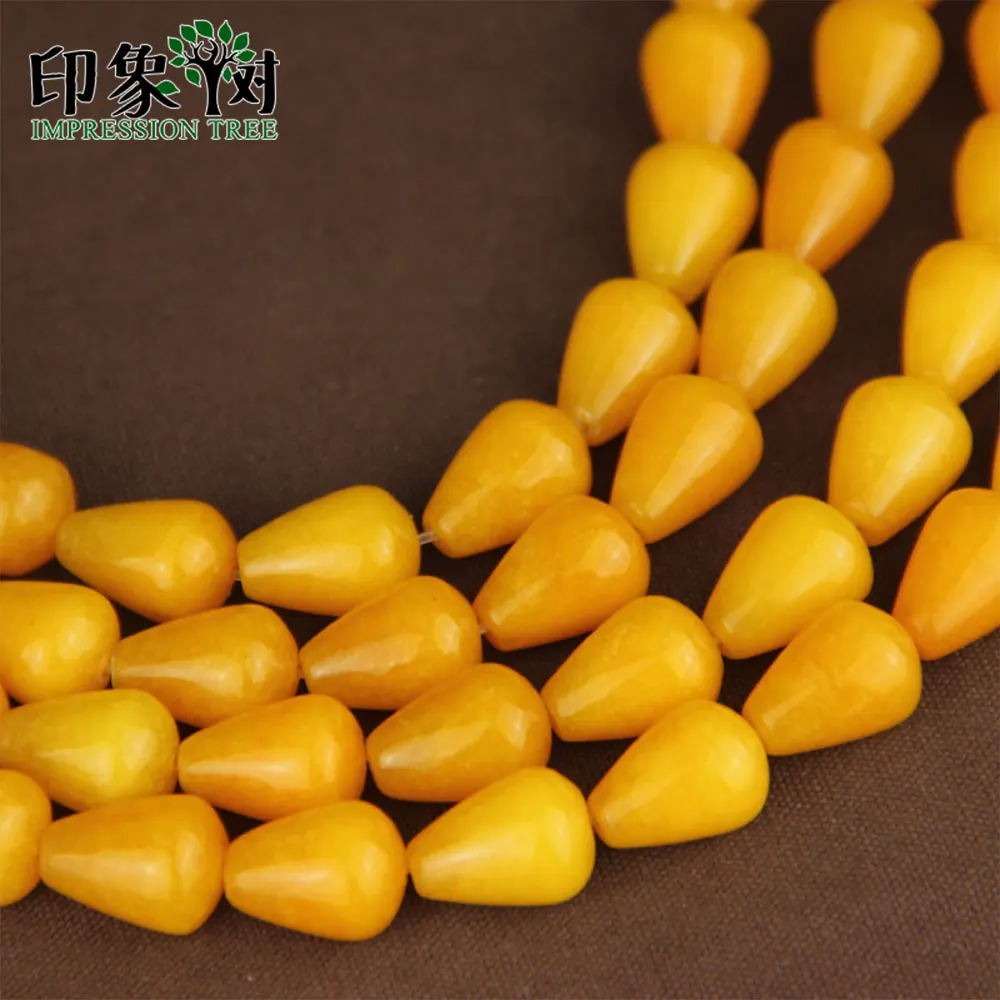 Waterdrop Stone Bead Yellow Smooth TearDrop Jad e Beads 16x12mm 8pcs Waterdrop Stone Bead Fit For DIY Jewelry Makings 1832