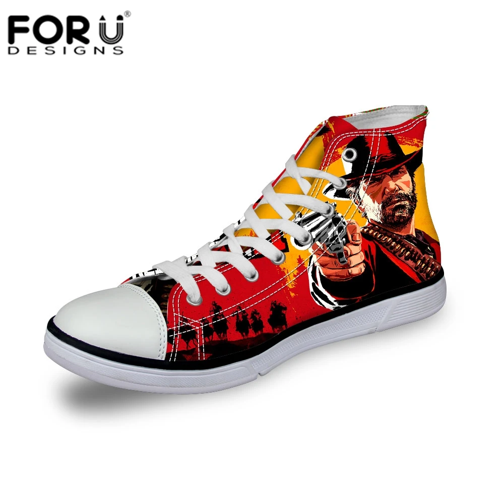 FORUDESIGNS Cool Men's Shoes Red Dead Redemption Pattern Vulcanized Shoes For Boy's Classic Canvas Flats 3D Casual Male Footwear FORUDESIGNS Cool Men's Shoes Red Dead Redemption Pattern Vulcanized Shoes For Boy's Classic Canvas Flats 3D Casual Male Footwear
